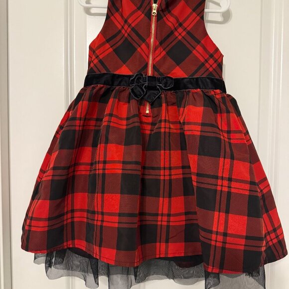 Cat & Jack Girls Sleeveless Buffalo Check Plaid Dress Red Black Size - 4T - Picture 3 of 6